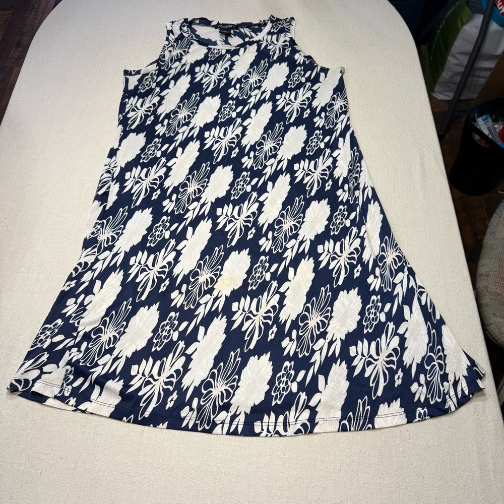 Candalite Women’s Dress - Stretch - Navy Blue & White - Floral - Size Med - Picture 6 of 13